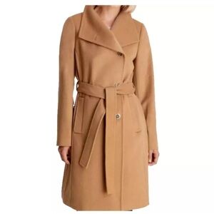 Michael Kors Asymmetrical Belted Wrap Coat